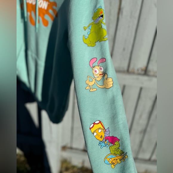 Nickelodeon Sweatshirt Large 90’s Cartoons Logo Hoodie Rugrats CatDog Ren Stimpy - Picture 7 of 9